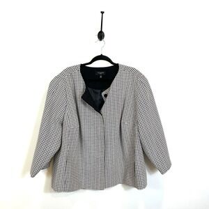 Talbots Plus 24W‎ Black Square Printed Blazer Jacket Career